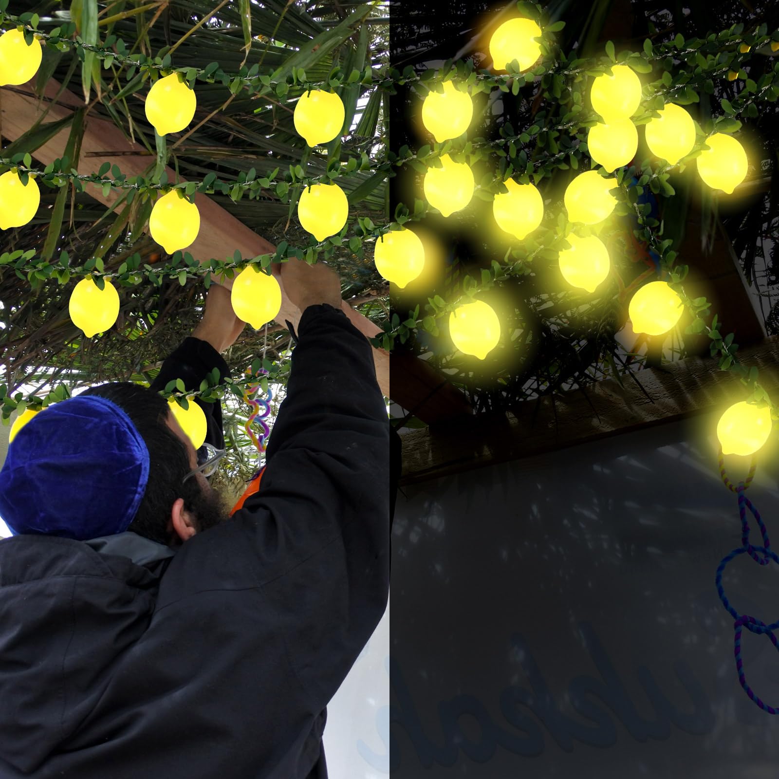 Baquler Stringa di luci LED 3D a forma di limone, a batteria, 3 m, 20 LED, con rami, foglie, luci fatate, per camera da letto, compleanno, giardino, decorazioni per feste