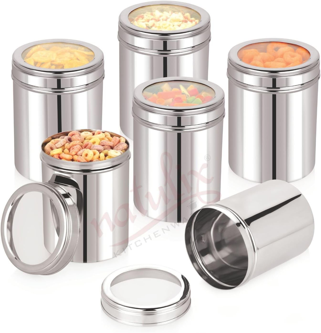 Buy HAZEL Stainless-Steel Kitchen Container I Steel Container Set of 8 ...