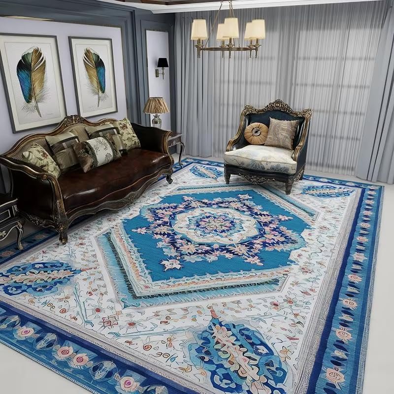 Tapis de salon rétro bohème grand format 160x230 anti-dérapant