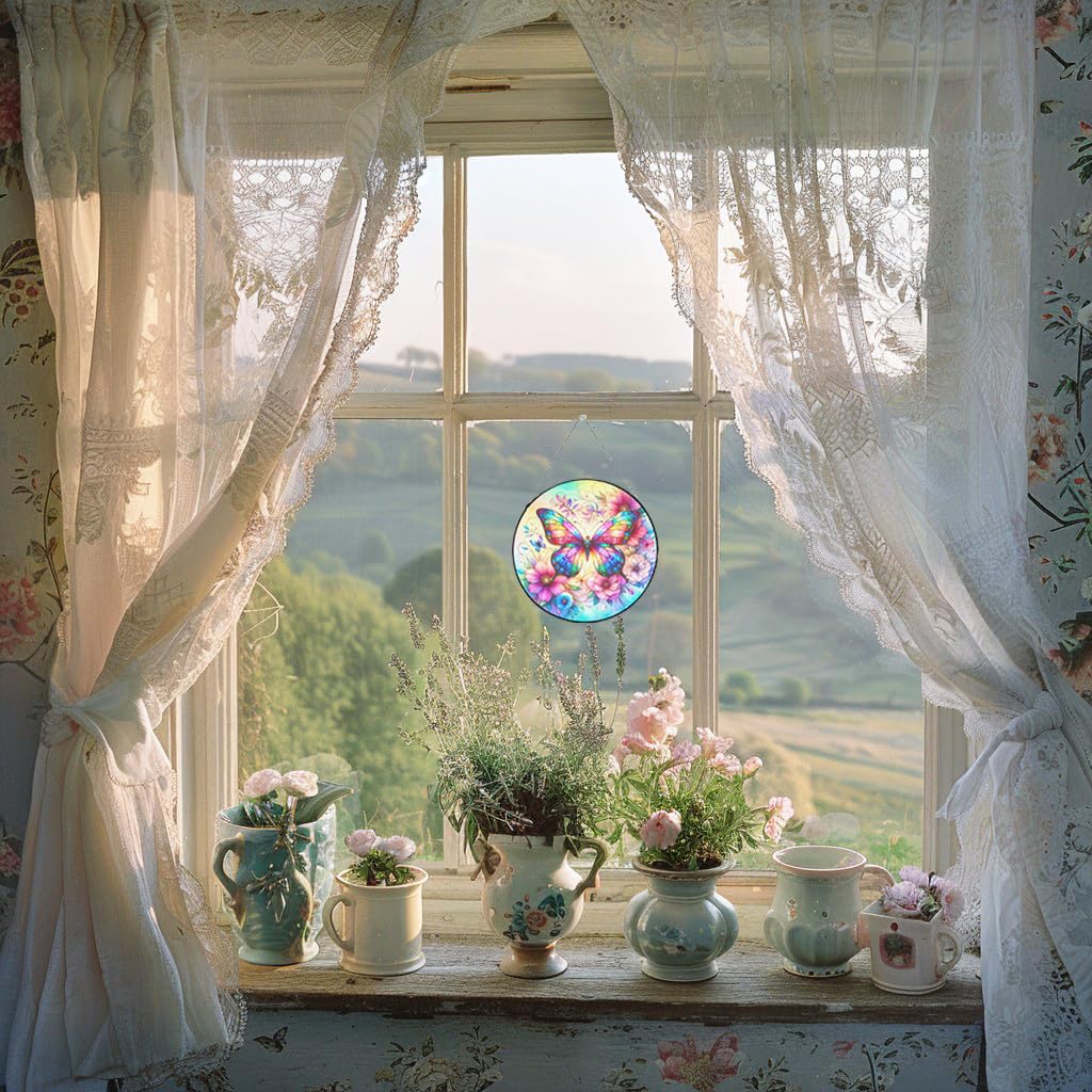 Attrape-soleil Papillon En Vitrail Coloré à Suspendre Pour Décoration D' Intérieur, Maison, Jardin, Fête De Noël, Mariage (bleu