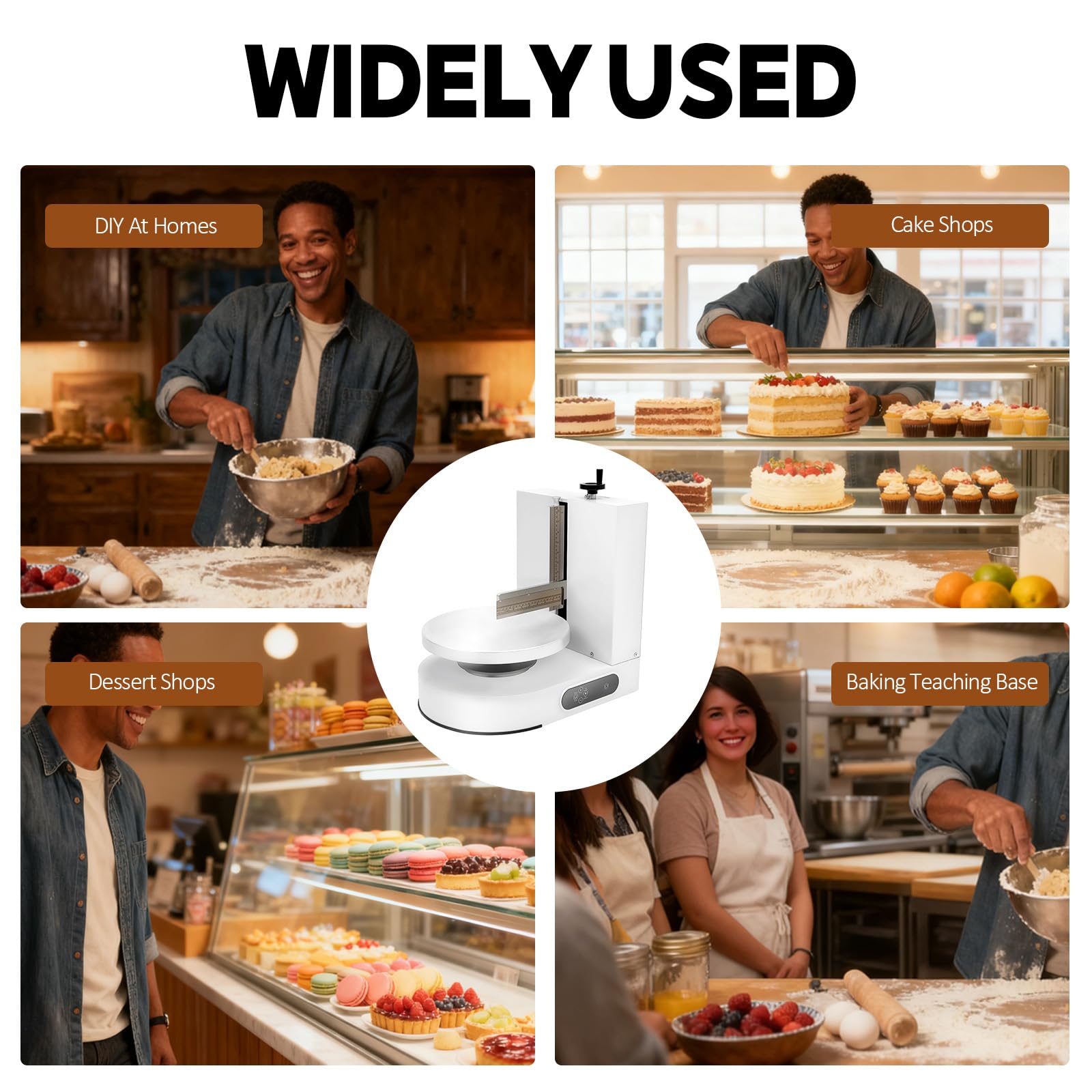 Máquina para glasear Pasteles de 4 a 12 Pulgadas, 200 W, automática, con Pantalla LCD, Plato Giratorio, espátula Ajustable, Herramienta de decoración Profesional para repostería casera, Past