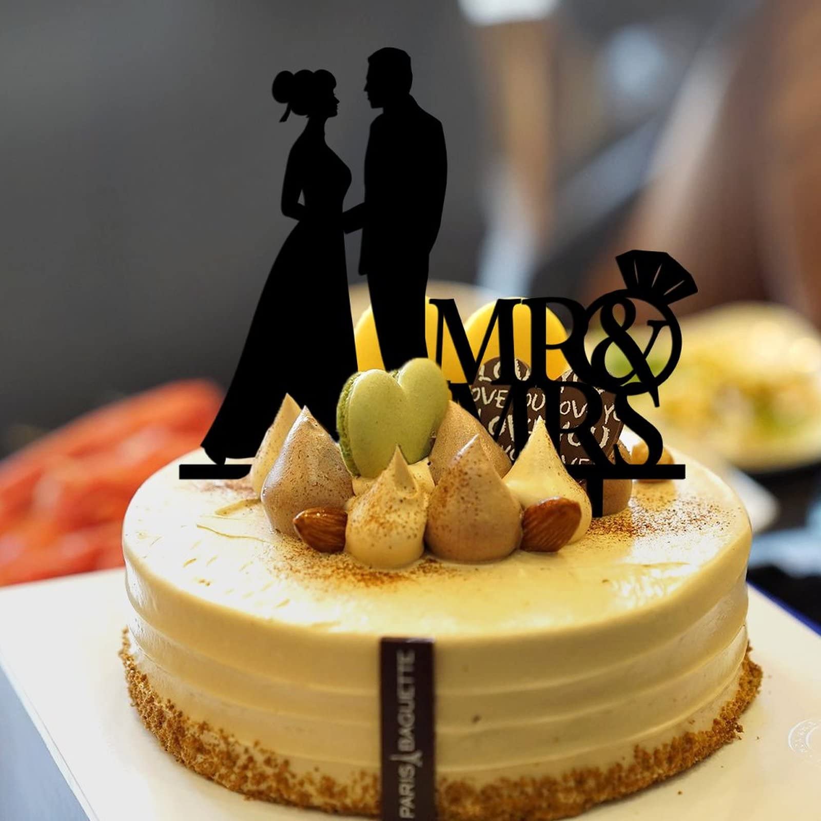 Forever Bride & Groom Cake Topper Wedding Mr & Mrs Topper Retro Personalizzato Per Fidanzamento Sposa to Be Partito Forniture Regalo di Fidanzamento Per Coppia Acrilico Nero