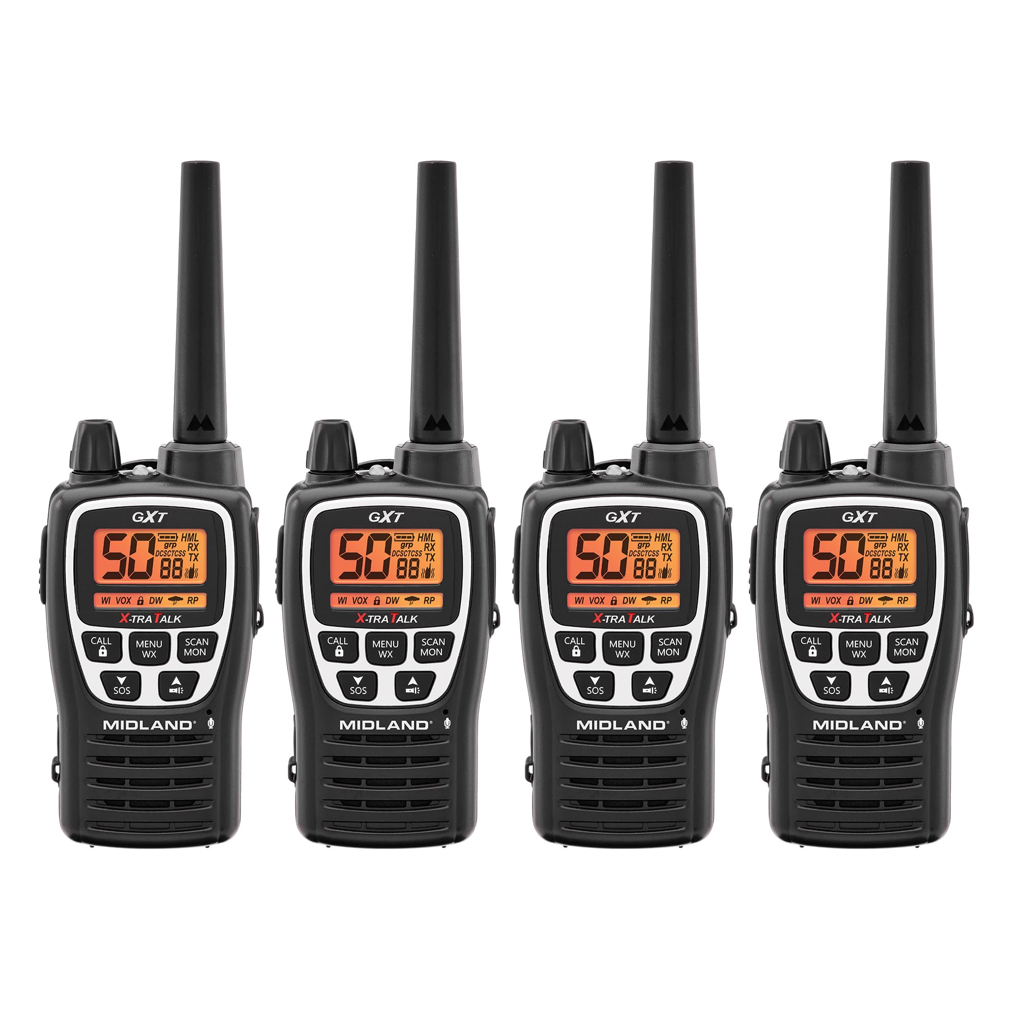 Midland GXT3000 GMRS Radio - 4 Pack Bundle w/Headsets & Chargers