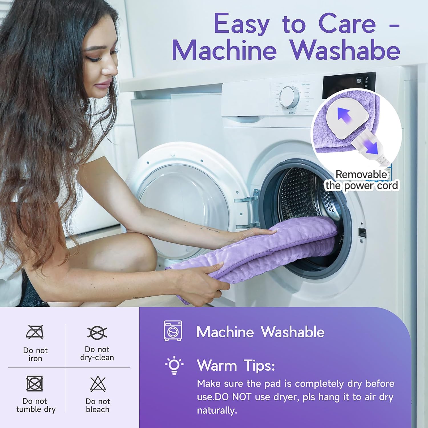 Heating Pad for Period Cramps, Heating Pad for Back/Neck/Shoulder Muscle Pain, 6 Heating & 4 Timer Setting, Auto Shut Off, Dry/Moist Heat & Machine Washable, Birthday Christmas Gifts for Women Mom - Image 8