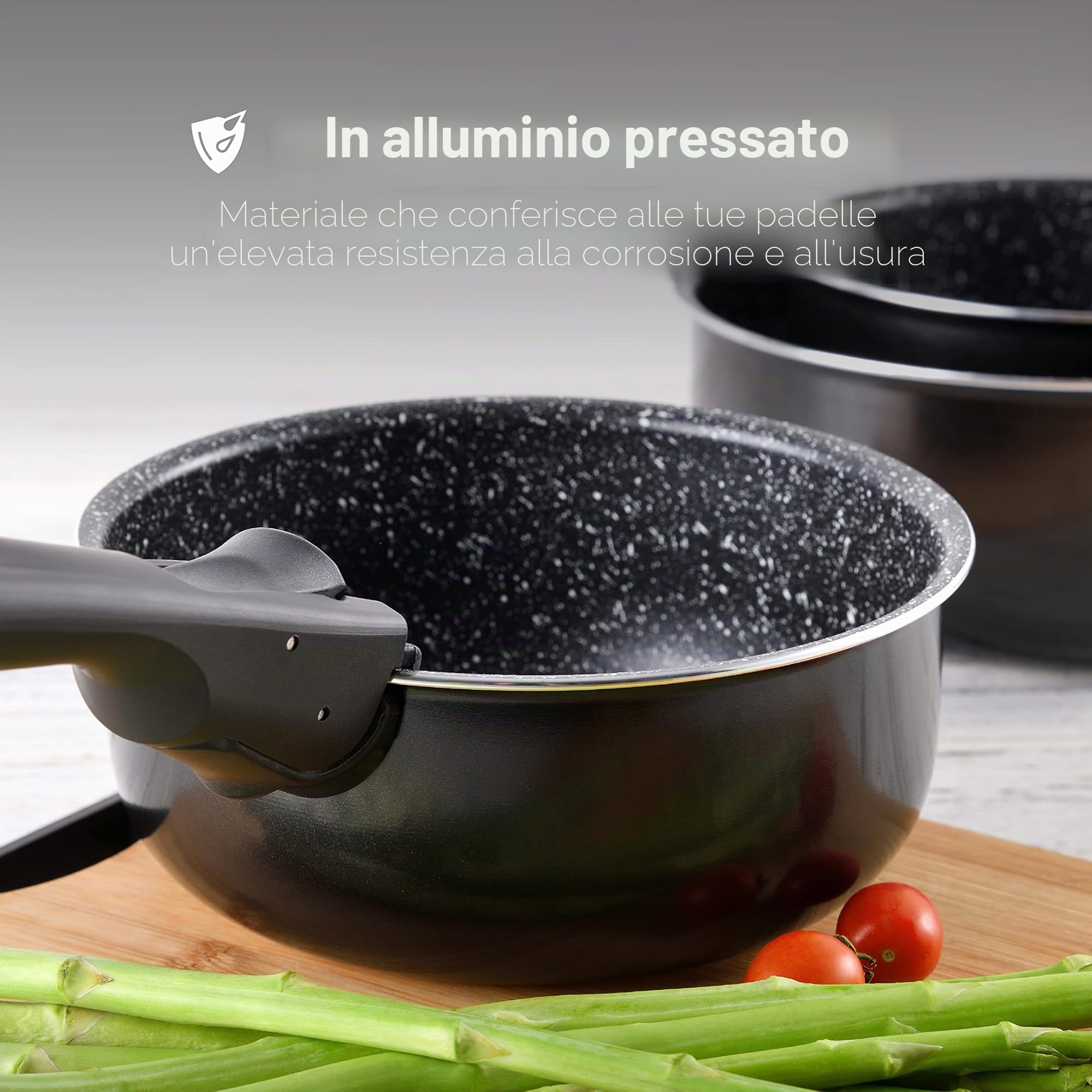 BERGNER | Set di Pentole da Cucina | 3 Pezzi da 16, 18 e 20 cm | Alluminio Pressofuso e Antiaderente | Con Manico Ergonomico Estraibile | Accessorio da Cucina | Per Tutti i Tipi di Cucina e Forno
