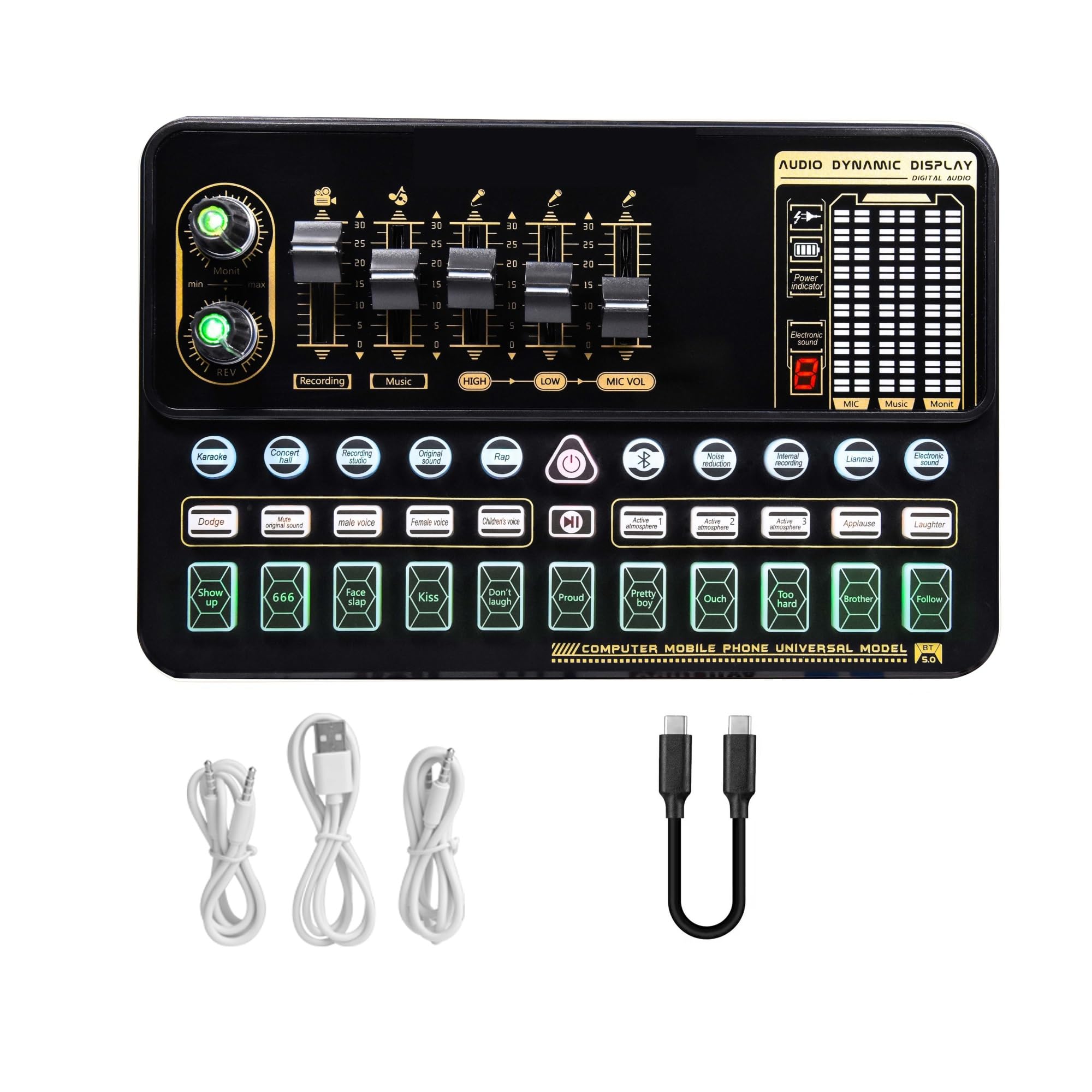 Soundkarten-Kit, Kondensatormikrofon-Paket, Soundkarten-Kit mit Verstellbarer Mikrofonaufhängung, Scherenarm, professionelles kabelloses Studio-Karaoke-Mikrofon-Studio-Se，V10XPRO Sound Card 1