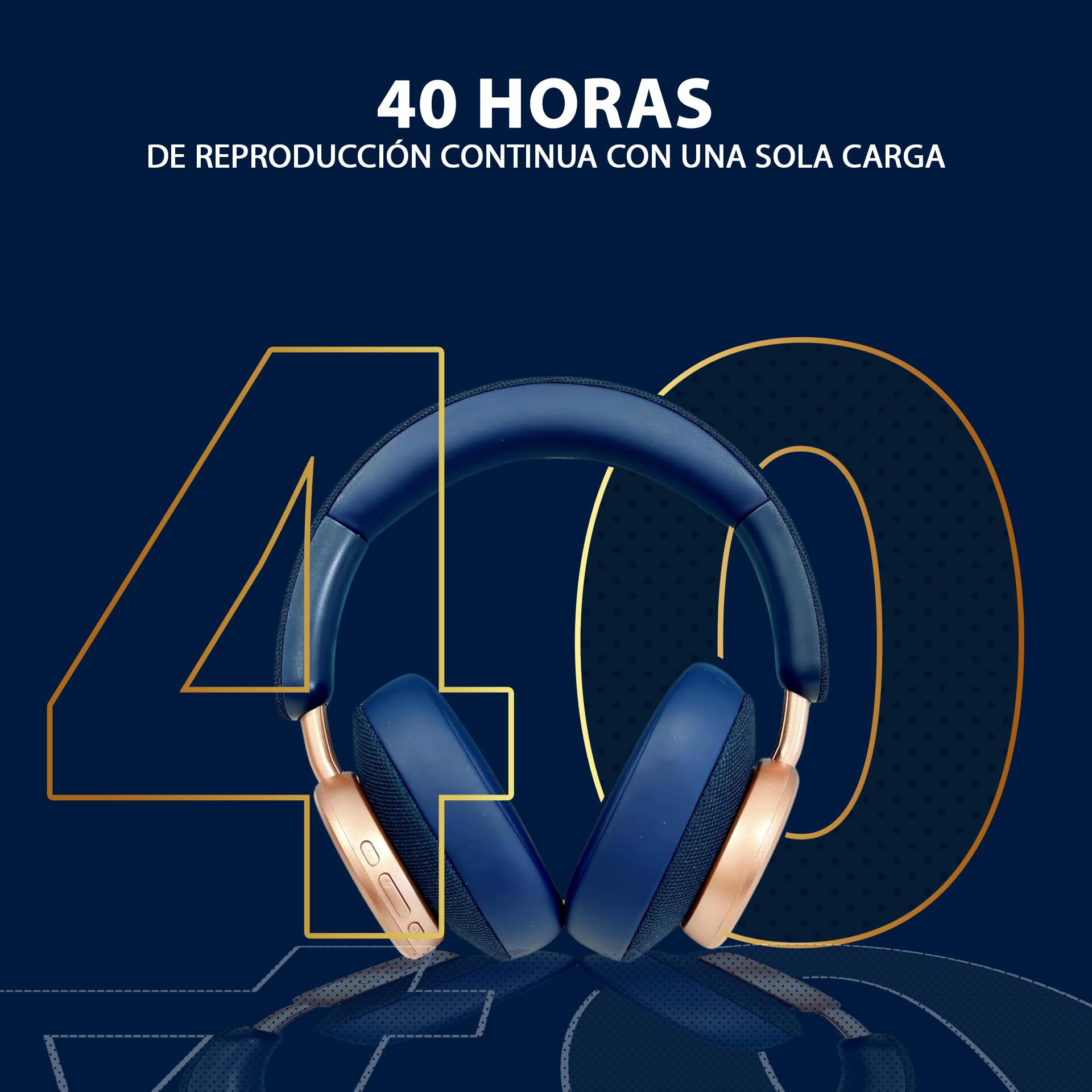 Next Destination ND-06 Auriculares Inalámbricos de Diadema Bluetooth 5.3, Bajo Potente, Batería 40H, Ajustables, Deportivo, Cancelación de Ruido, Cascos Supraaurales Wireless Headphones Over-Ear Azul