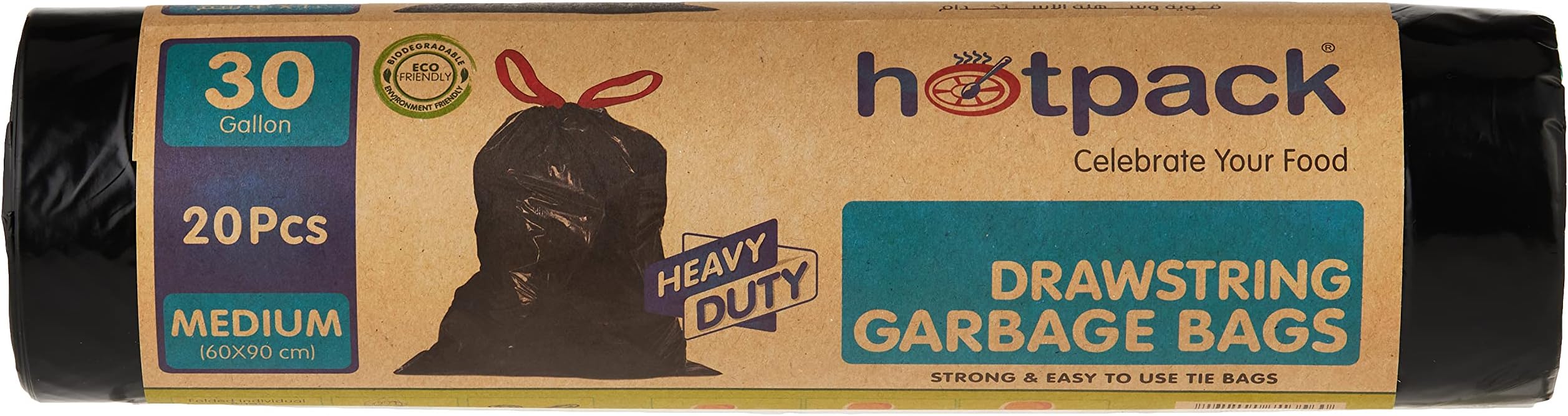 Hotpack Drawstring Bag Roll, 60 X 90 cm, 20 Bags