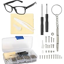 500 Piece Glasses Repair Kit with Metric Screws, Replacement Nose Pads, Precision Screwdrivers and Keyring Tool, Compact Storage Case for Spectacles, Sunglasses and Reading Glasses Home or Travel