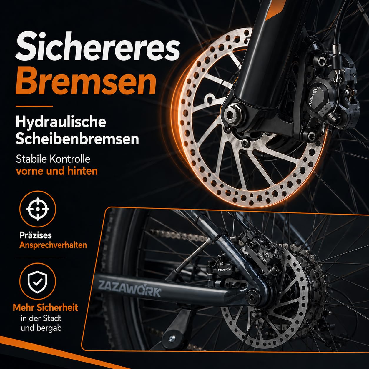 ZAZAWORK E Bike Mountainbike Herren 29 Zoll, Elektrofahrrad Pedelec 250W, 48V 20Ah Akku bis 120 km, Damen, mit 21-Gang-Schaltung, 63Nm, hydraulischen Scheibenbremsen, App, Offroad