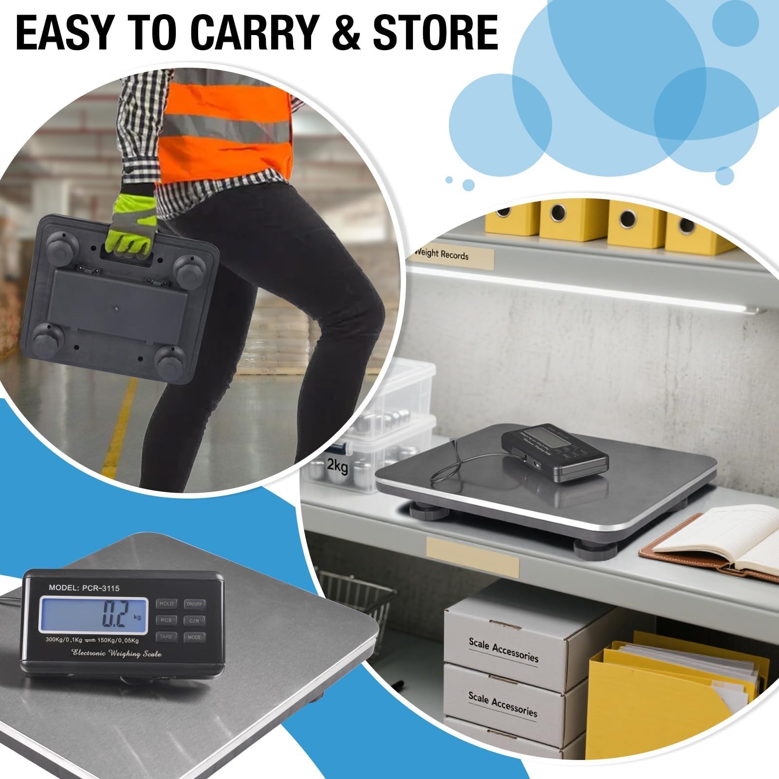 SurmountWay Shipping Scale 660lbs LCD Digital Platform Heavy Duty Portable Stainless Platform for Postal Shipping Scale Industrial Floor — view 8