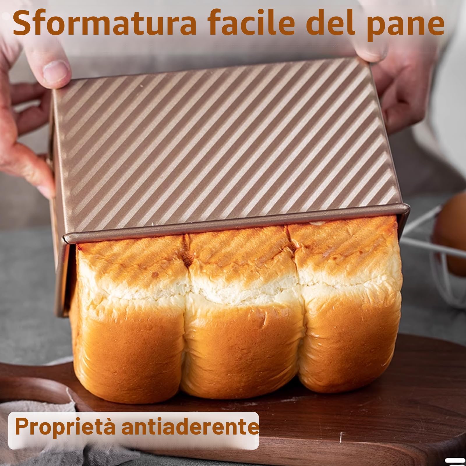 Set di 2 Stampi per Pane in Cassetta con Coperchio – Stampo Antiaderente per Pane, Torte e Dolci, Stampo Plumcake, Pratico per Uso Domestico, con 1 Spatola in Silicone e 1 Pennello in Silicone.