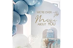 We're Over the Moon About You Baby Shower Party Decal Sign -...
