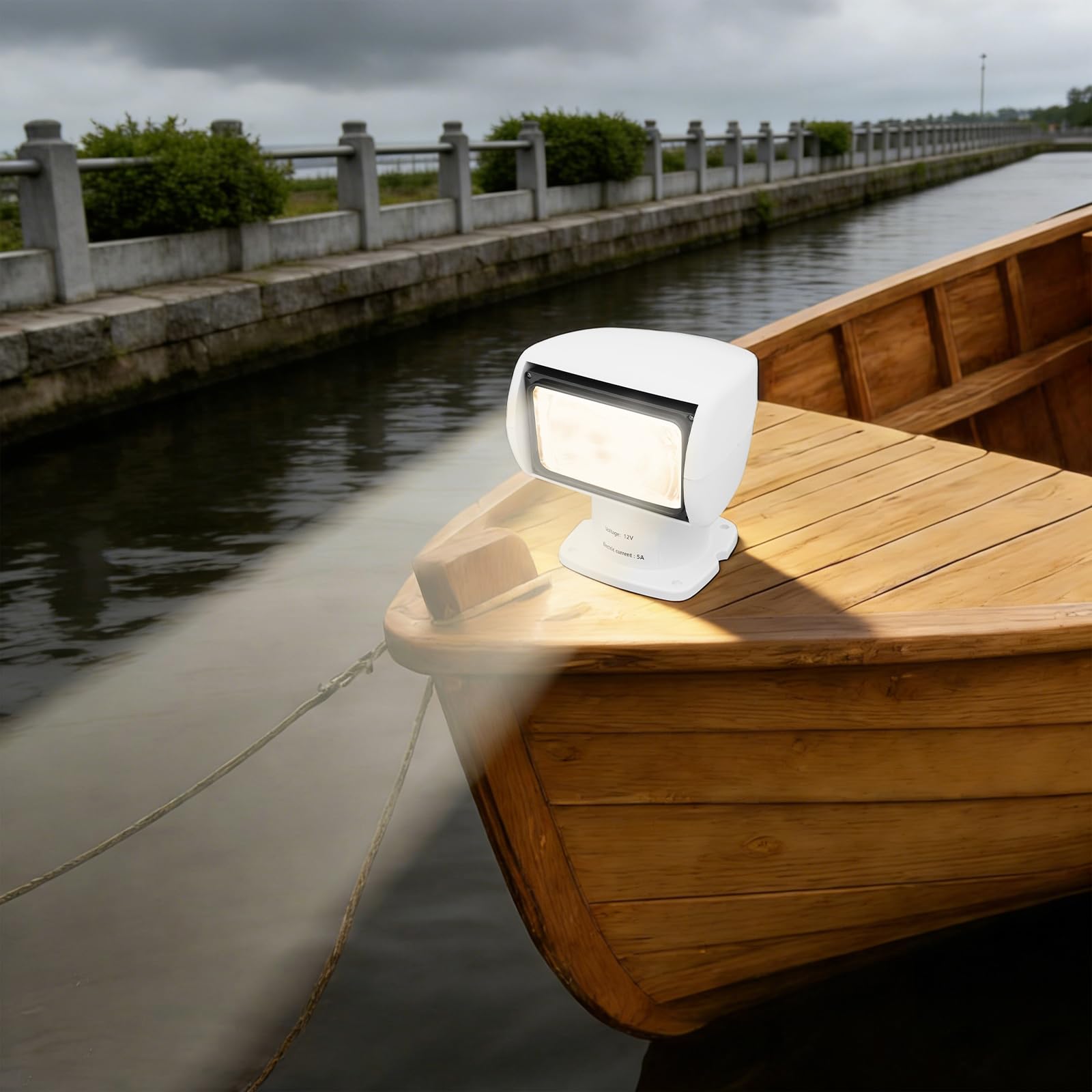 Faro di ricerca da 12 V, faro aggiuntivo per barca, con potenza | Luce di posizione flessibile per barca con telecomando, girevole a 320°/75°, IP65/IP55, impermeabile per yacht e barca da