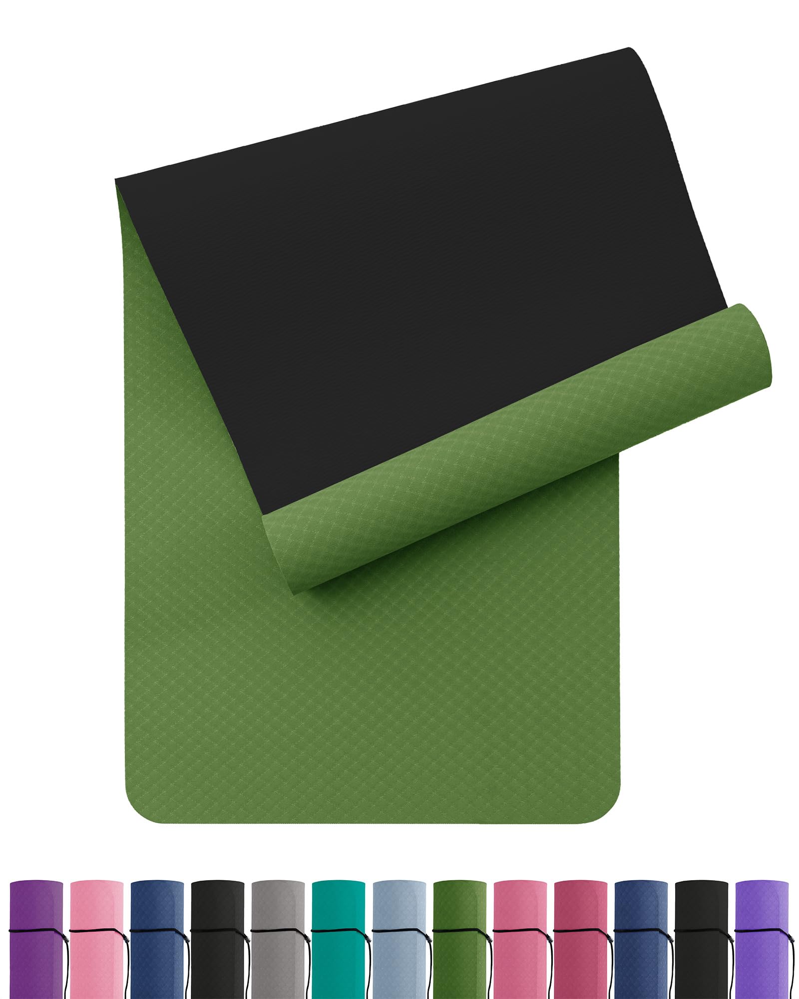 Oak & Tea Tapis de yoga tapis de yoga épais antidérapant pour homme/femme tapis d'exercice pour la gym à la maison avec sangle de transport méditation pilates 183 x 61 x 0.6 cm