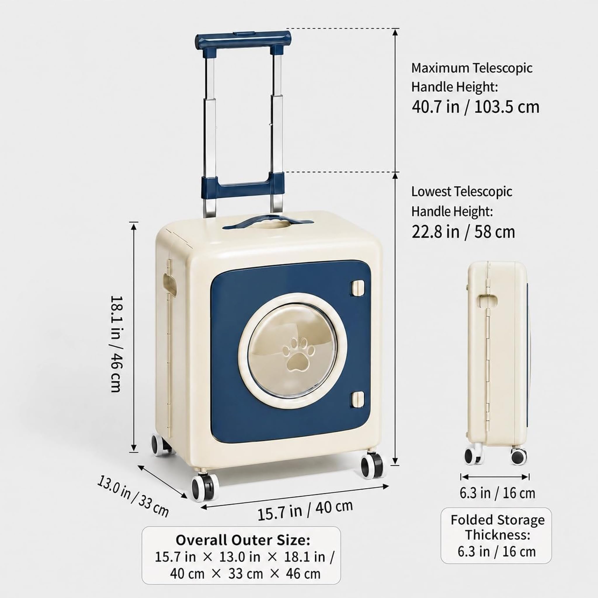 TransportíN Plegable para Mascotas con Ruedas Y Ventana PanoráMica (Coffee) | Mochila Transportadora Con Ruedas Para Perros Y Gatos, Con Carcasa RíGida Desmontable, Asa Ajustable En 3 Niveles Y Ruedas