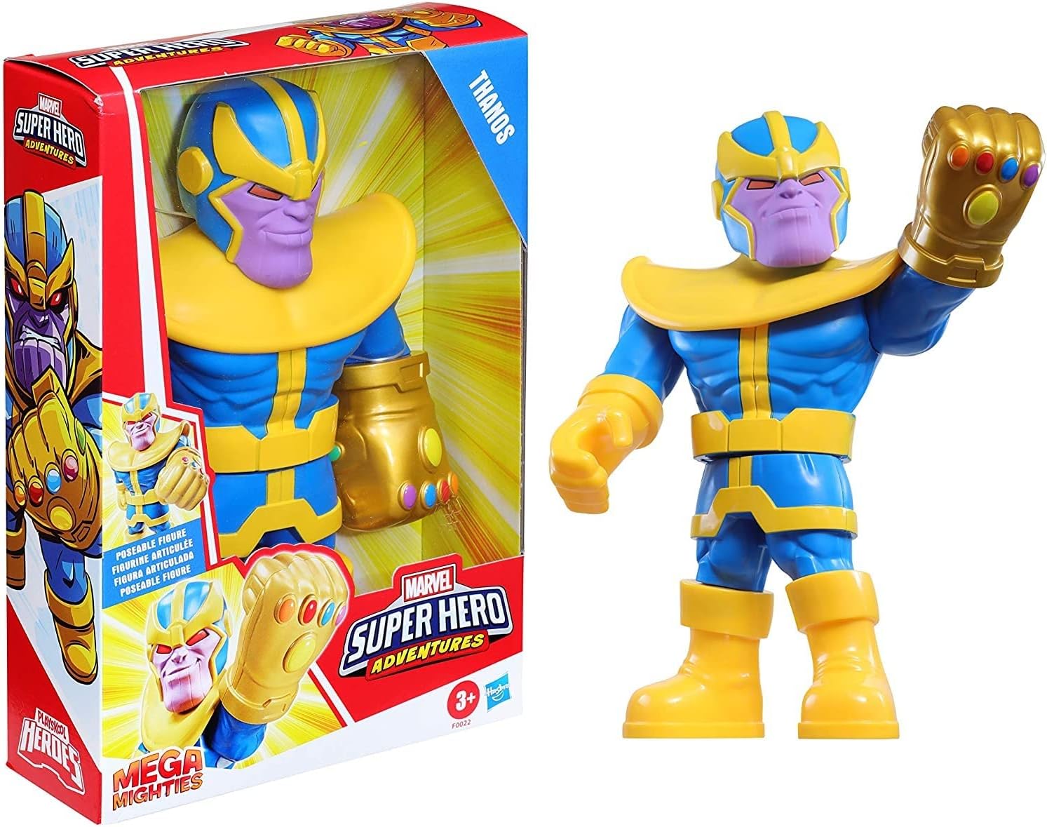 Super Hero Adventures Playskool Heroes Mega Mighties Marvel Thanos, Collectible 25-cm Action Figure, Toys for Children Aged 3 and Up