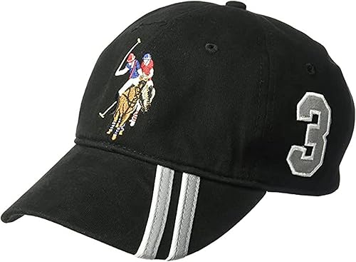 Concept One U.s Polo Assn. Dad Hat, Embroidered Horse Logo Adjustable Adult Baseball Cap with Diagonal Accent Stripes