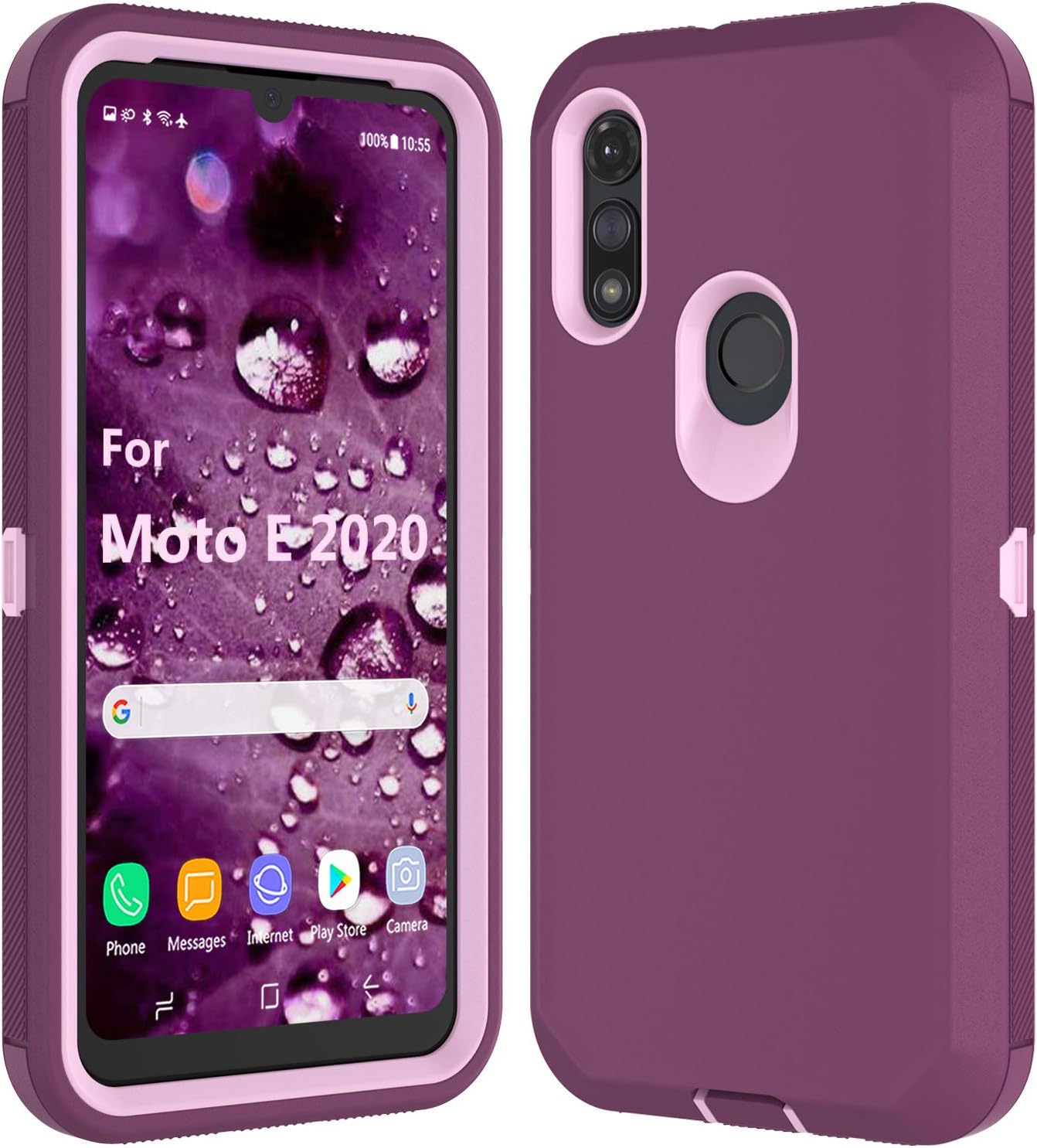 Phone Case for Moto E 2020 Motorola E7 with Tempered Glass
