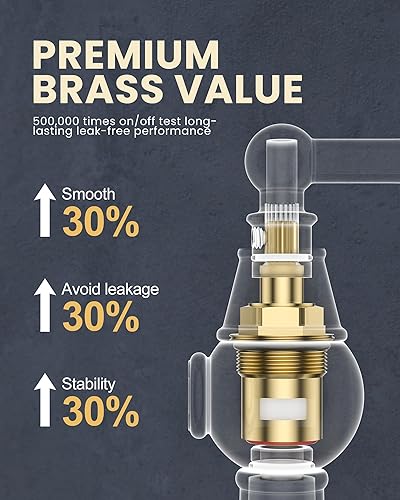 Miniatura 5 de WOWOW Grifo de cocina negro con rociador lateral, grifos de cocina de latón de 4 agujeros para fregadero, 2 manijas de 8 pulgadas, grifo de puente