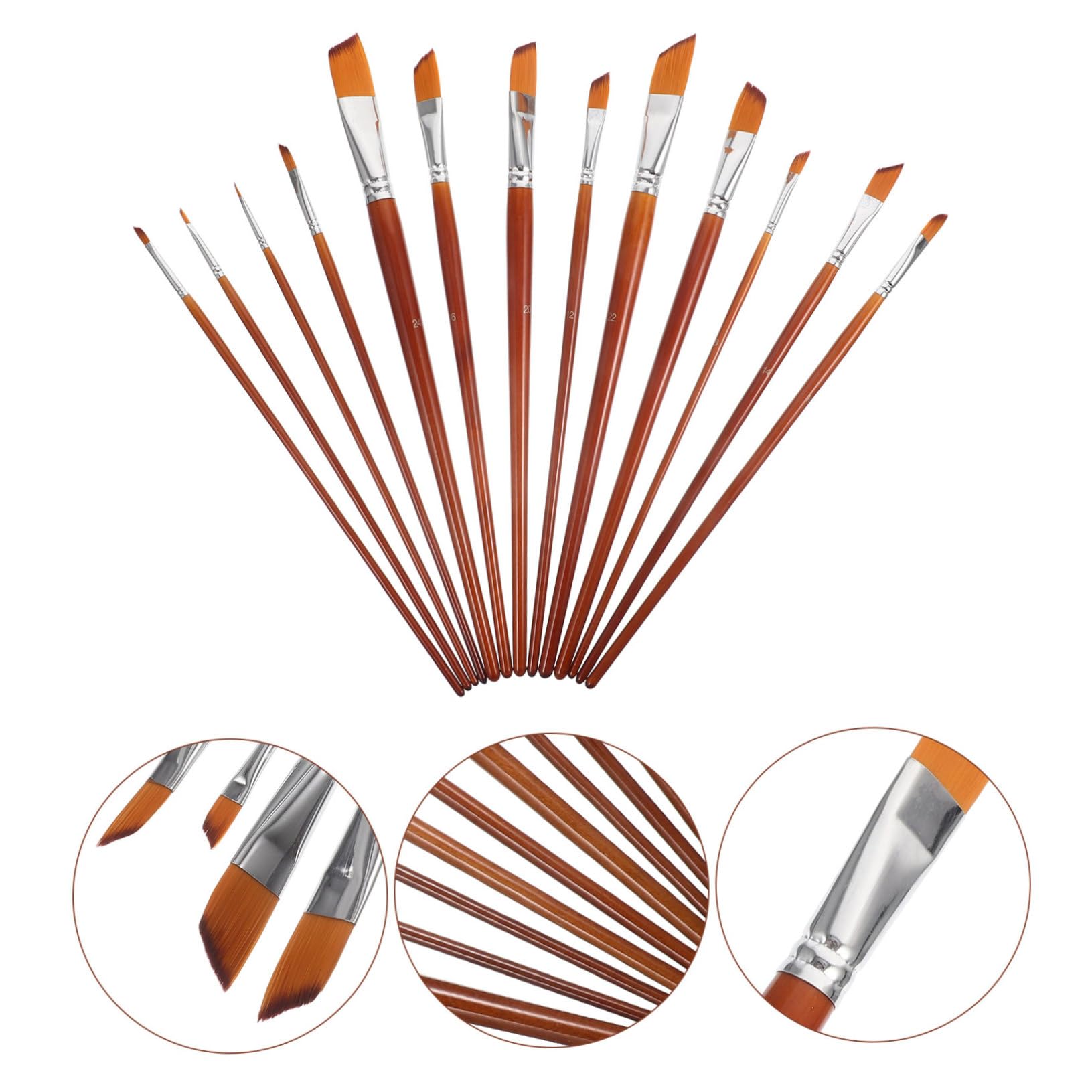 SHINEOFI 26 Piezas Pincel Acuarela Pincel Arte Pigmento Mural Trajes Lino Suministros para Estudiantes Traje Lino Pinceles para Pintar Pintura a Granel Cabello Corto Madera