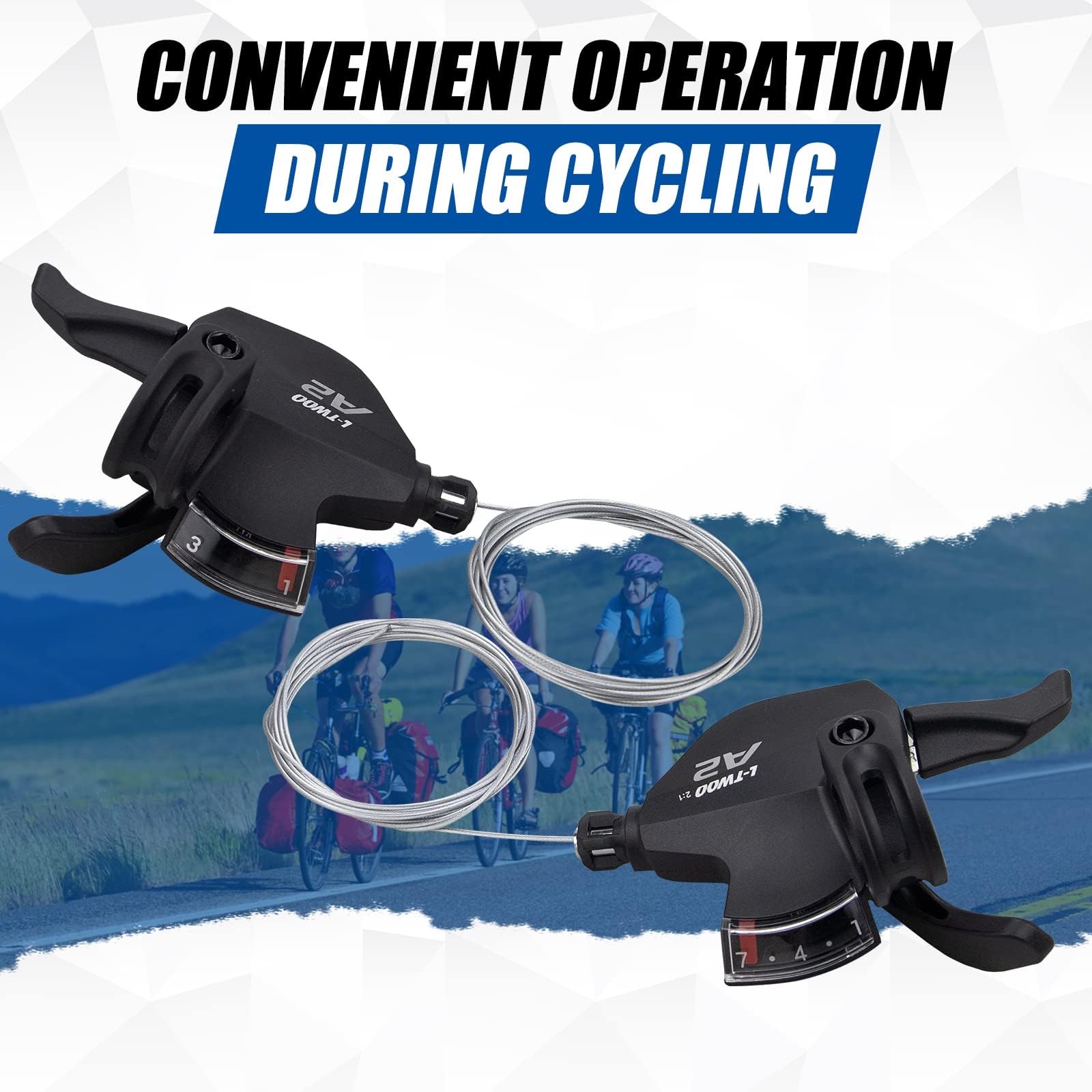 MEGHNA Fahrrad Schalthebel Set für Kurbel- und Schaltwerk, 3x6 /3x7 /3x8 Gang, MTB Schaltgriffe Index Schaltung für Mountainbike, Trekkingrad, Citybike (3x7)