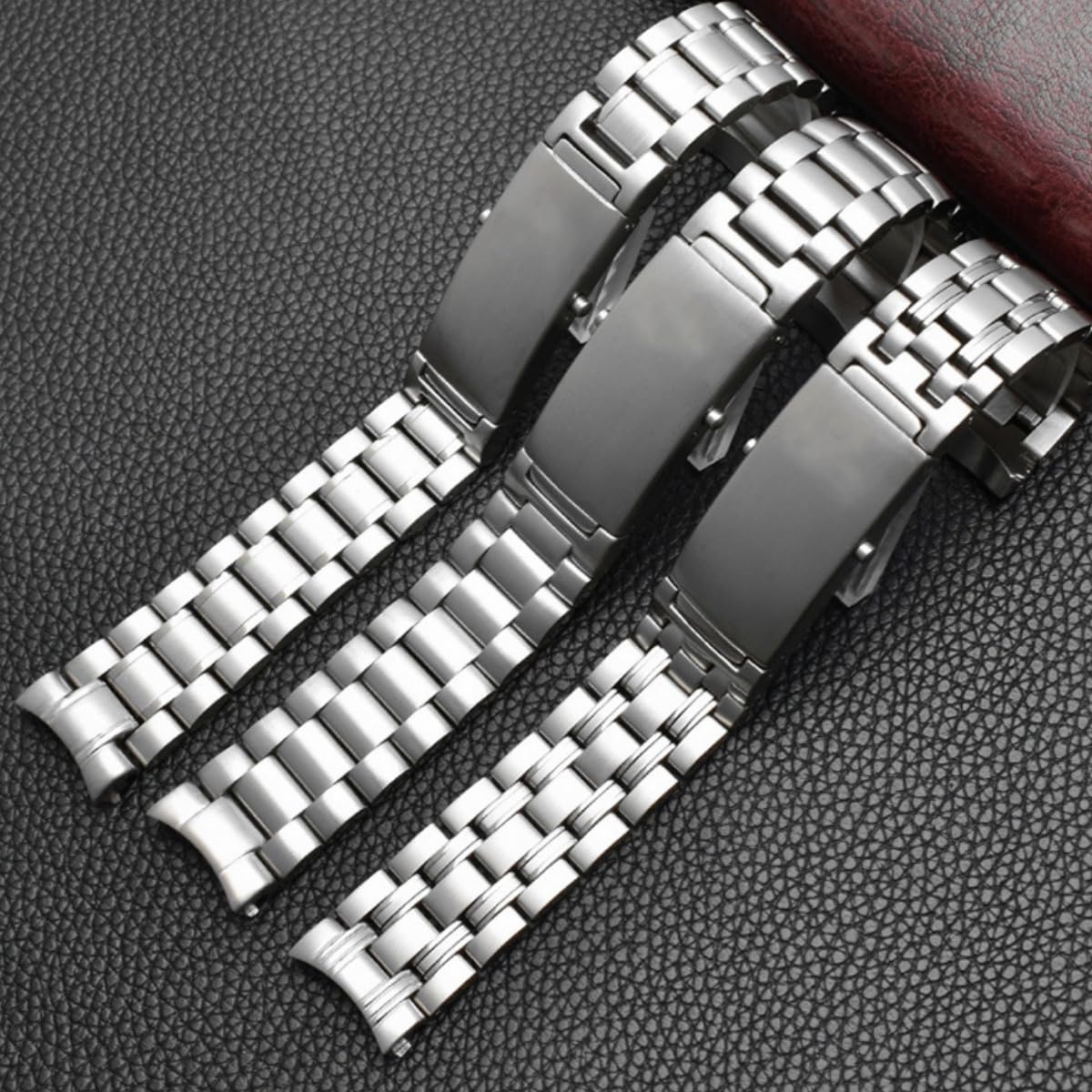 Bransoleta Stal Nierdzewna Zakrzywiona, Pasek Metalowy Zapięcie Frezowane 20mm 22mm, Masywny Zamiennik dla Omega Seamaster-C 22mm
