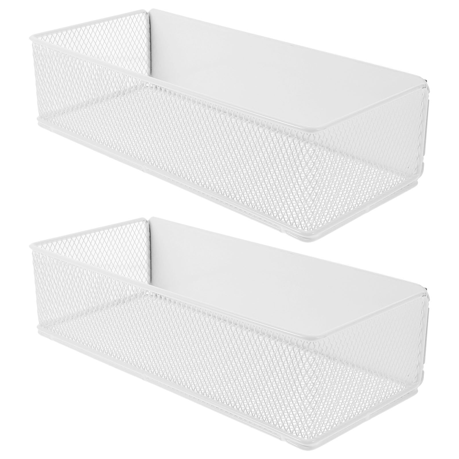 2 Piezas Organizador Magnético para Nevera de Cocina en Hierro Blanco