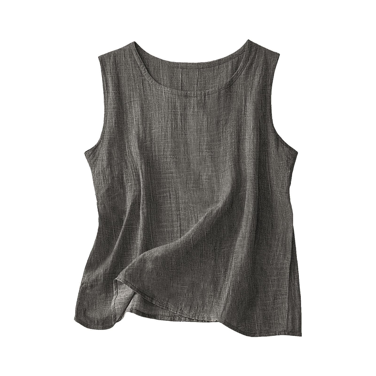 Linen Shirts for Women Linen Crewneck Tank Tops 2026 Spring Summer Beach Sleeveless Tops 2026 Fashion Vacation Shirts — view 11