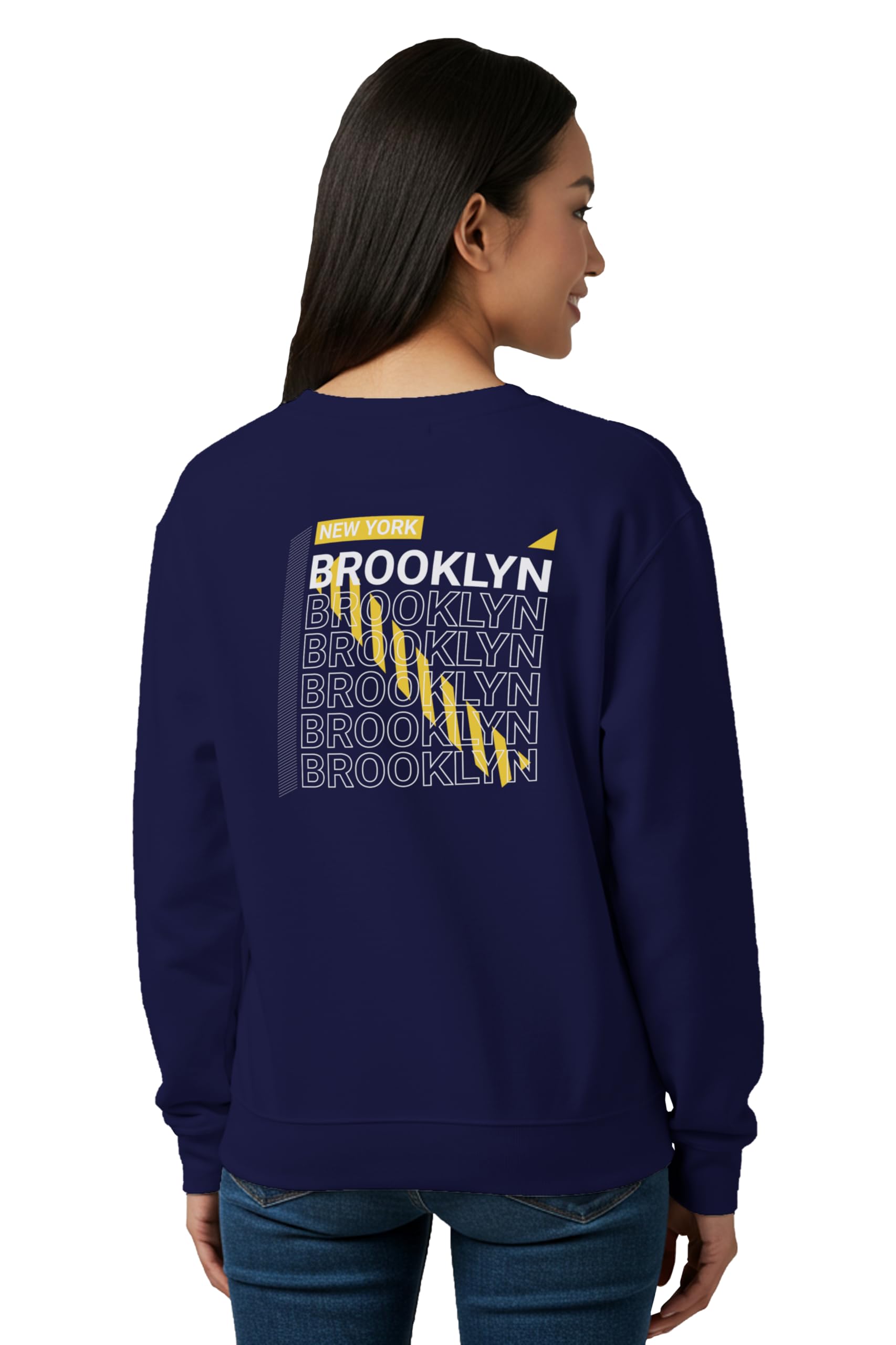 buy that trendz Winter Sweatshirt for Women New York Brooklyn Graphic Graphic Printed Round Neck Regular Fit Cotton Blend Gen Z Casual Sweatshirt-picture-22