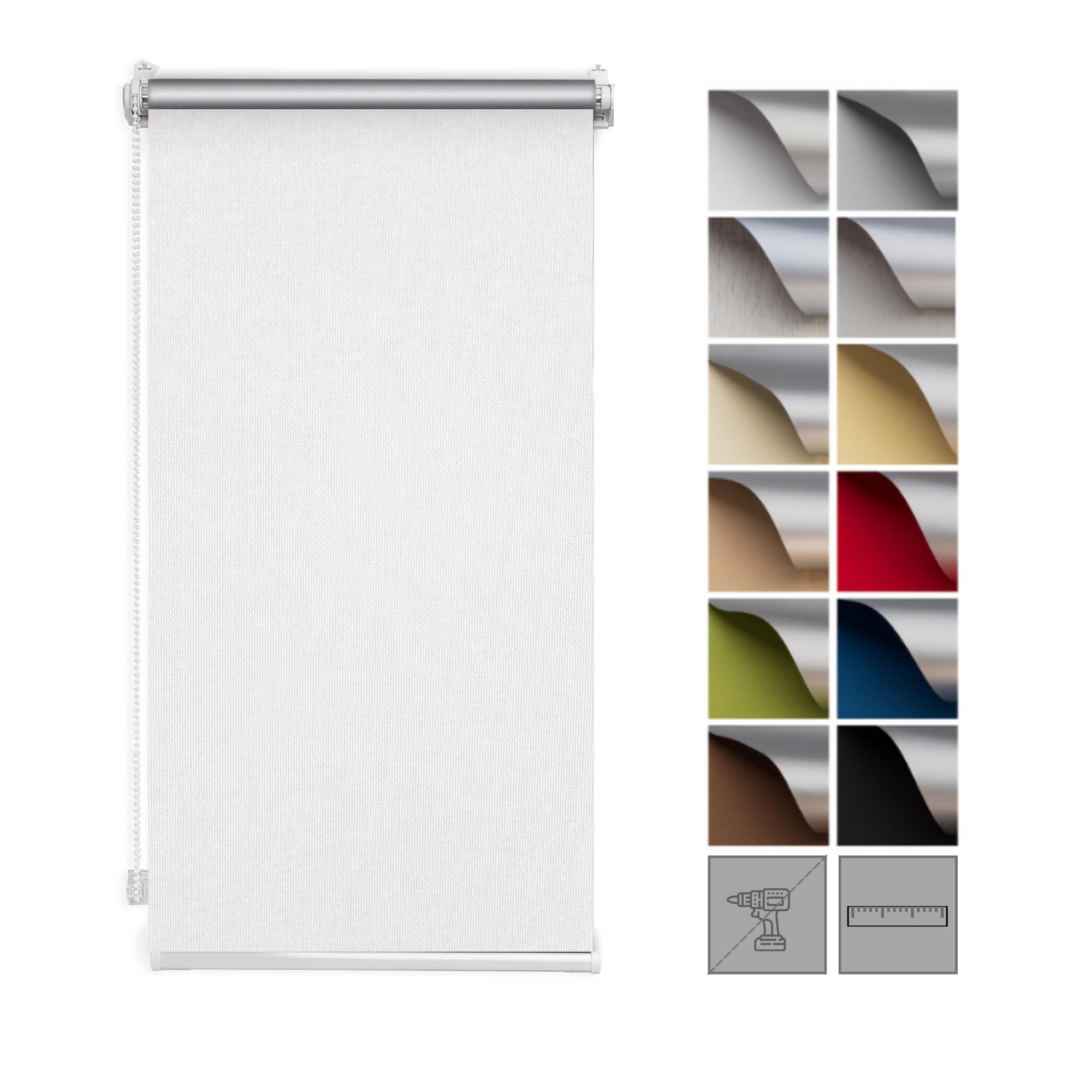 Zero Home - Premium Verdunklungsrollo Ohne Bohren I Klemmrollos für Fenster und Türen Thermorollo I Klemmfix Rollo I Sichtschutz und Sonnenchutz I Blackout I 70x220cm - Weiß