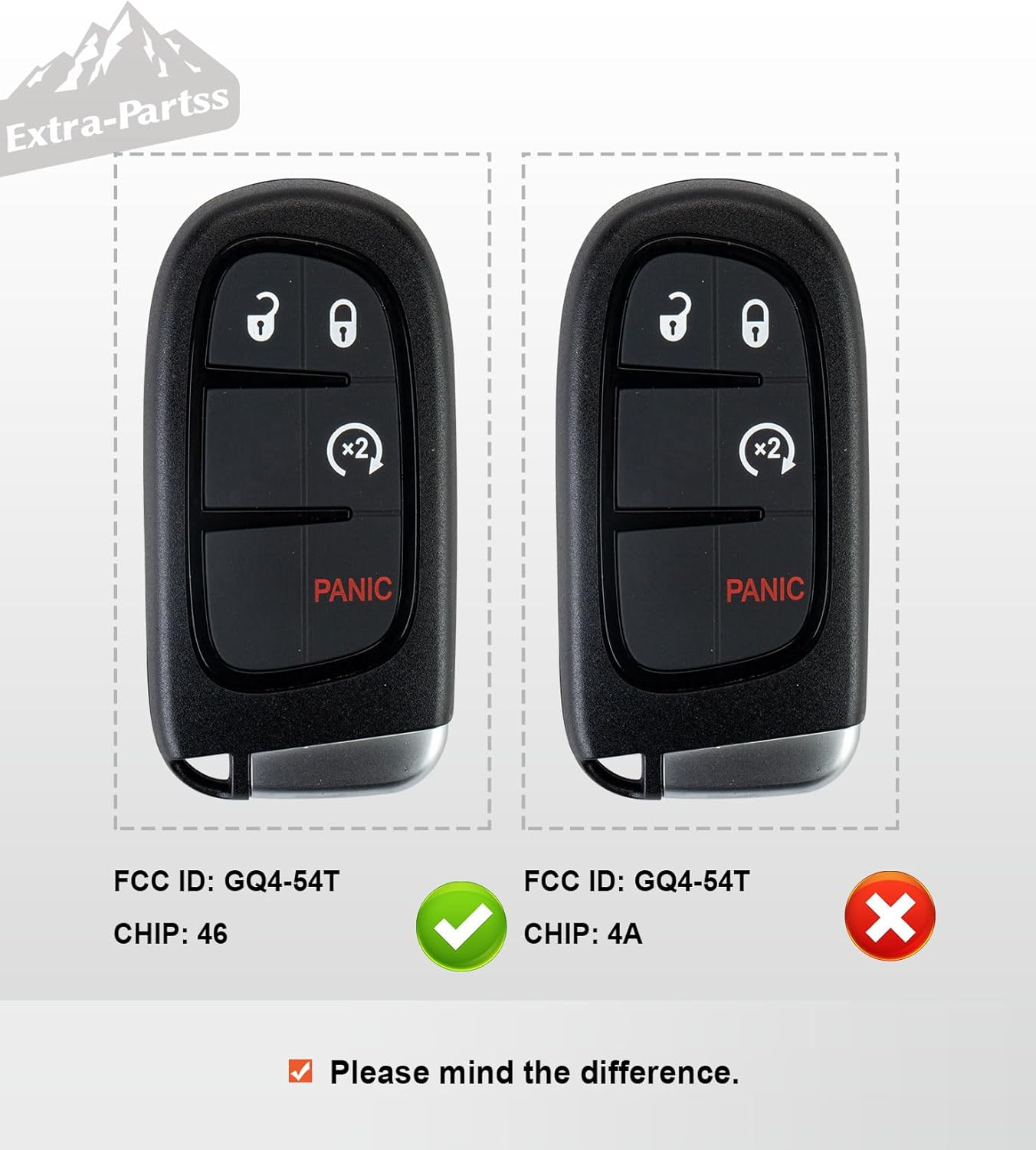 Smart Car Key Fob for Dodge fits 2013 2014 2015 2016 2017 Ram 1500 2500 3500 GQ4-54T 46 Chip