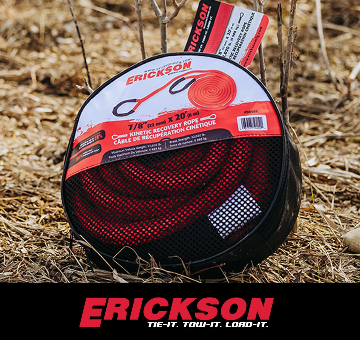 Kinetic Recovery Rope, 7/8 inch x 20 feet, 22,020 lb Breaking Strength, Heavy Duty Recovery Rope