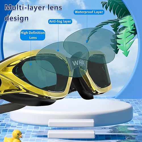 Miniatura 3 de Whale Gafas de natación para niños, 100% protección UV y antivaho - Sello de silicona ultra suave, para edades de 4 a 14 años