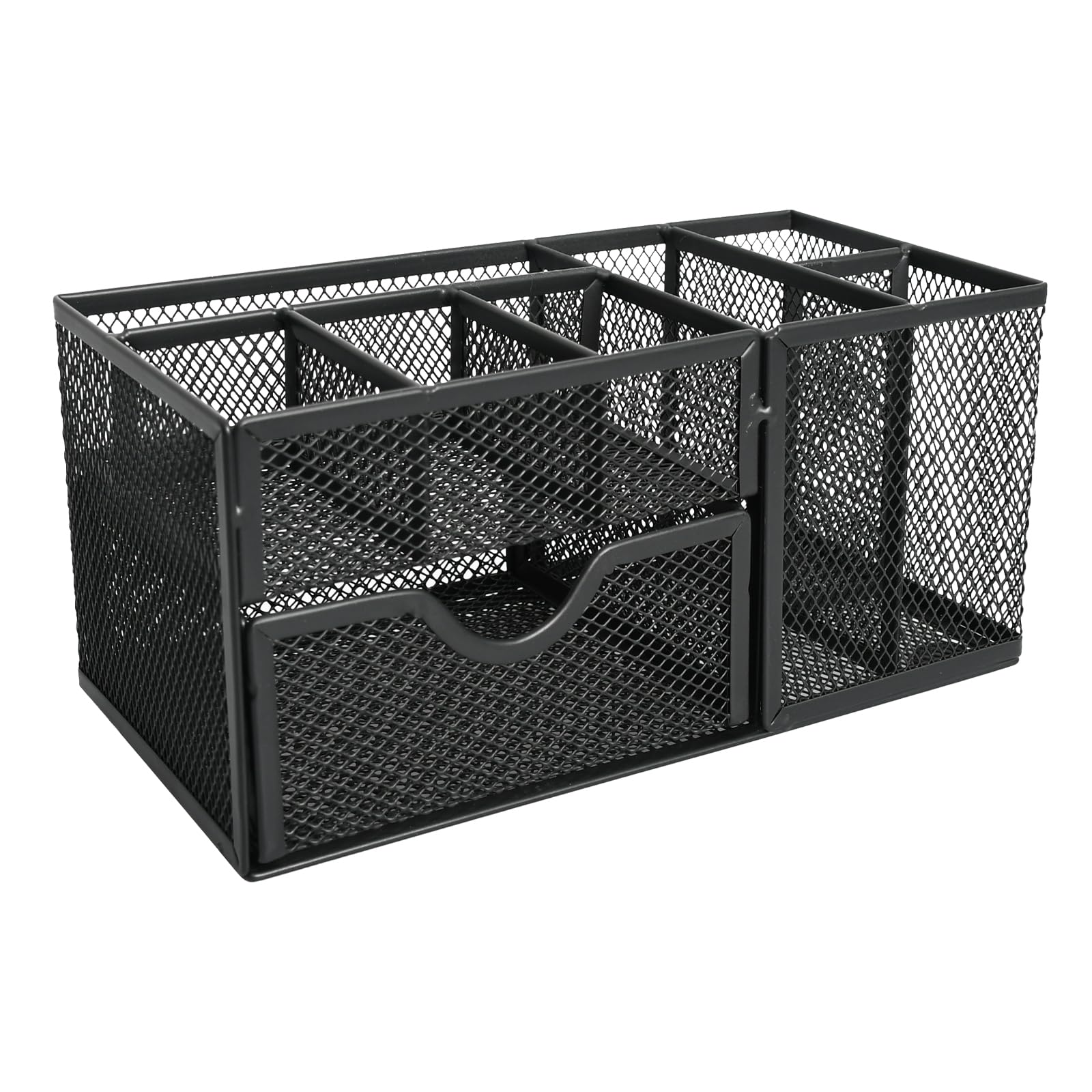 Rieoany Black Desk Organiser, Multi-Function Pen Holder, 8-Grid Large-Capacity Storage Box, Office Storage, Suitable for Both Office and Home