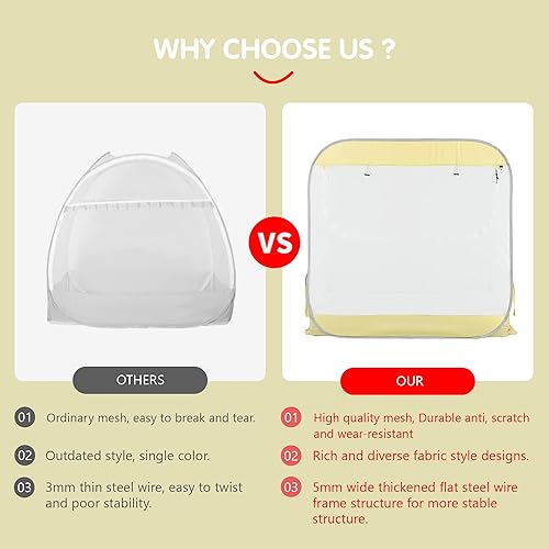 Miniatura 7 de Porayhut Tienda de campaña portátil de malla de seguridad para cuna de bebé, mosquitera desplegable, cubierta de malla transparente para bebés y