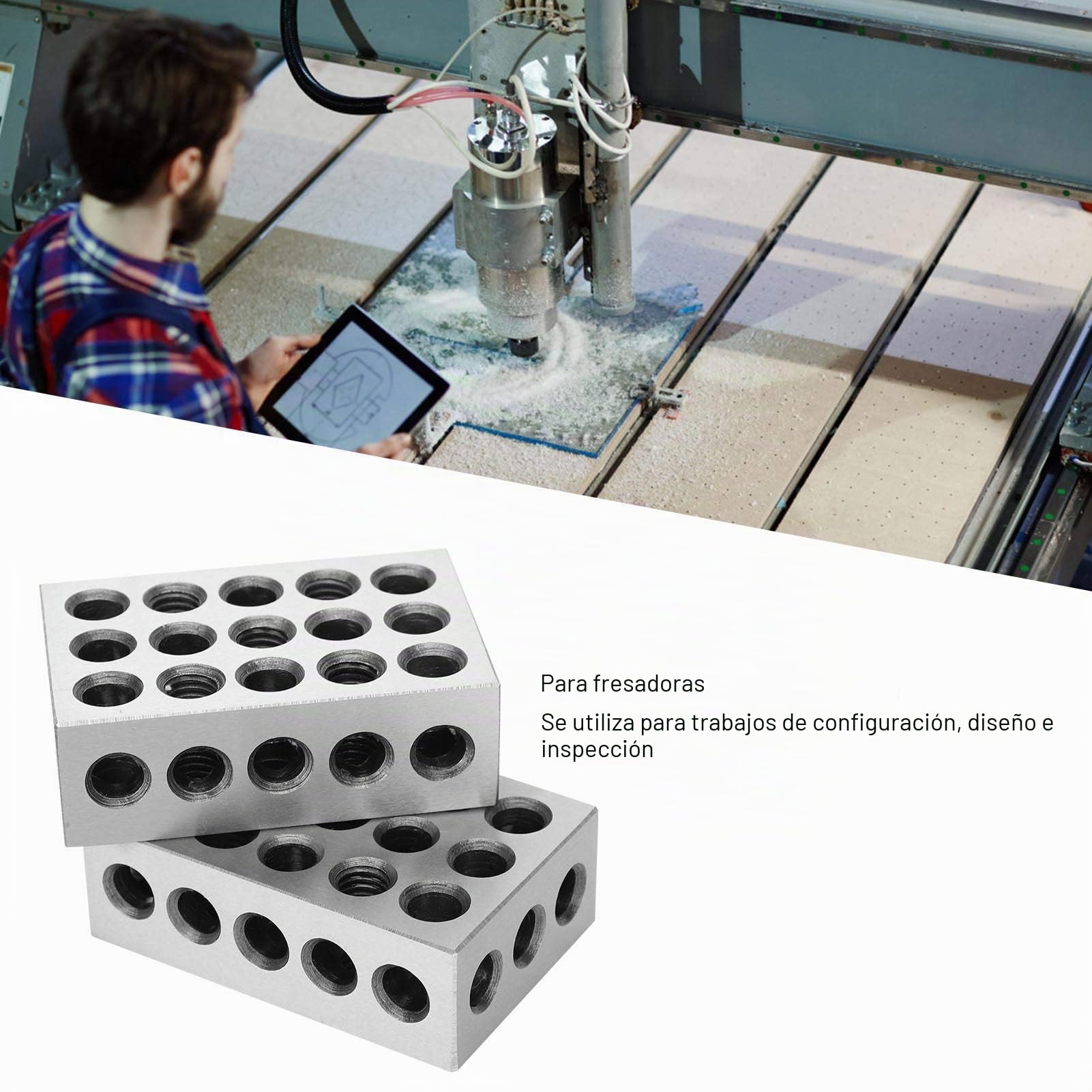 Ausla Ausla Bloques de Precisión Paralelos Métricos, 1-2-3 Bloques, 23 Agujeros, Accesorios para Fresadora, Acero Endurecido