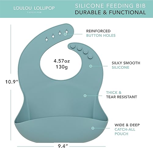 Miniatura 11 de Loulou Lollipop - Babero de silicona suave y resistente al agua para bebés y niños pequeños de 3 a 36 meses, fácil de limpiar, ajustable y agarra