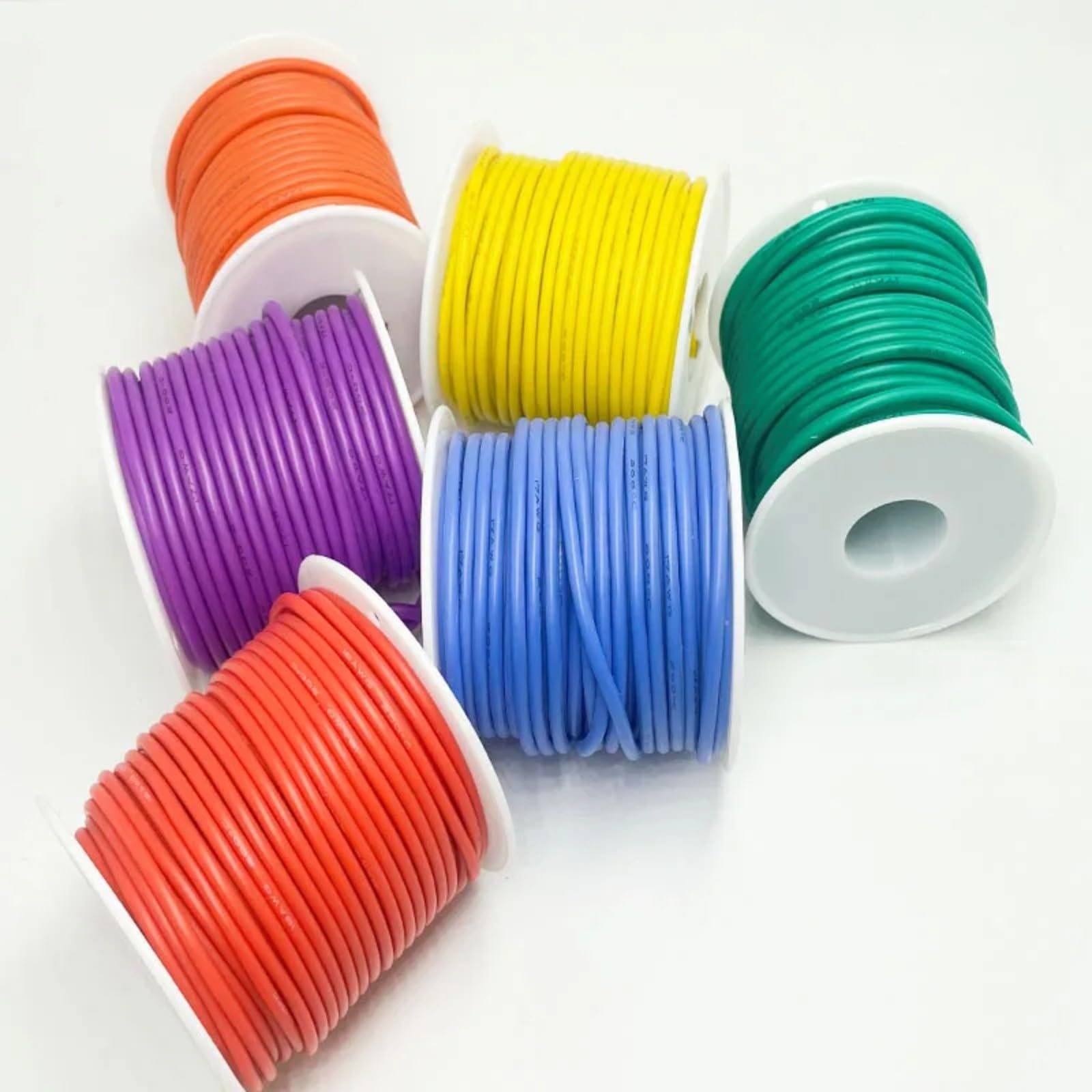 Cable di connessione in silicone morbido 16AWG 18AWG 20 22 24 26 28AWG 30AWG 0.08mm Cavo rame stagnato adatto per il cablaggio alimentazione DIY(Yellow; 18 AWG 20m 1roll)