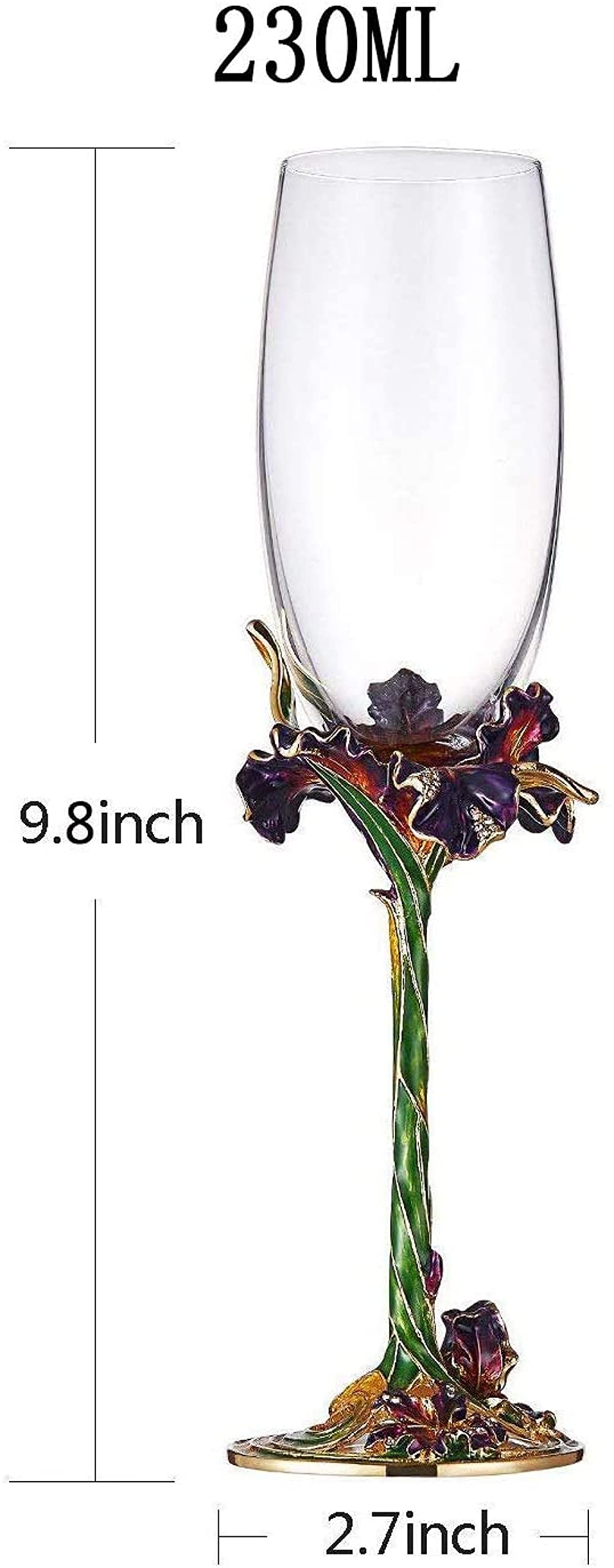 Flûtes À Champagne Ensemble De 2 Verres À Champagne 130 Ml Verres À Champagne Soufflés À La Main Fabriqués En Émaux Peints À La Main Élégante Œuvre D'art De Mariage Et D'anniversaire.-Green