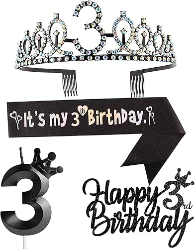 Vista 52 de Decoraciones de 7º cumpleaños para niña, incluyendo corona/tiara, banda, adornos para pastel de cumpleaños y velas del número 7, suministros de Rosa