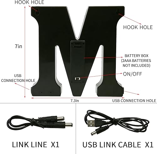 Miniatura 2 de Letras con luces LED de marquesina, letreros con luces de marquesina, interfaz de CC doble, conexión de múltiples letras, 26 letreros del alfabeto
