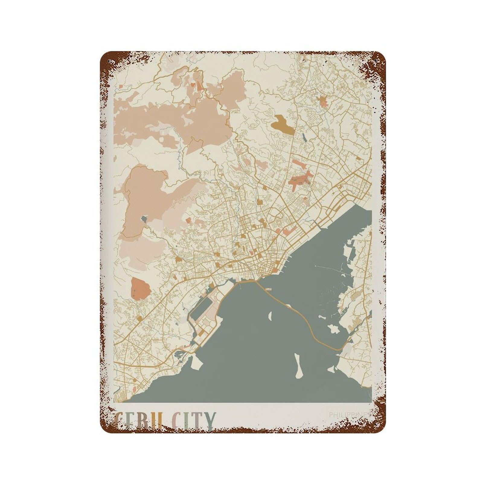 xiaoxiaoshen Cebu Map Philippines Travel Gift Boho (2) Wall Decor Art Metal Tin Poster Modern Home Decor Art Home Bar Shop Decorations Vintage Sign 40x30cm
