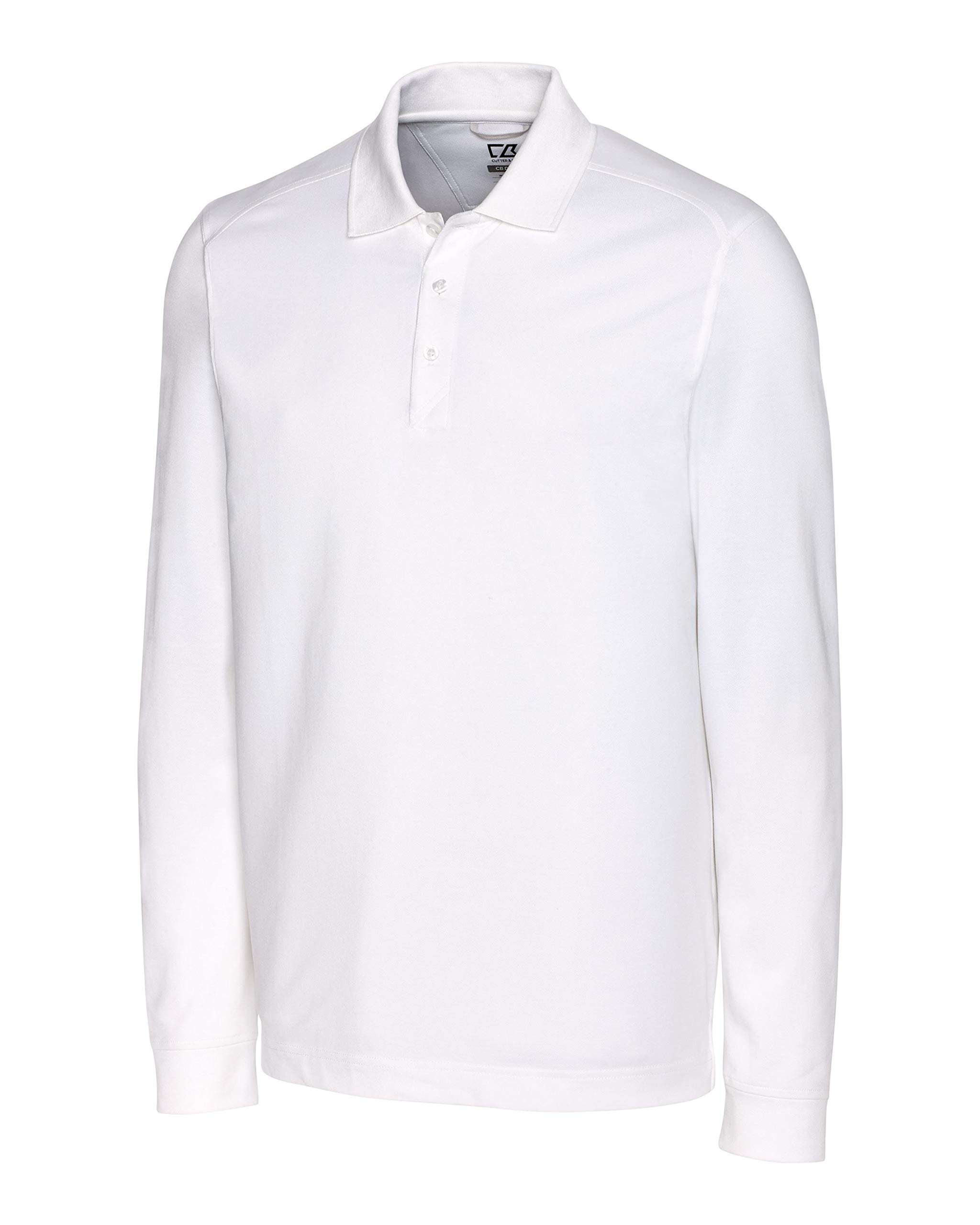 Cutter & Buck Mens 35+UPF, Long Sleeve Advantage Polo Shirt, White, X-Large