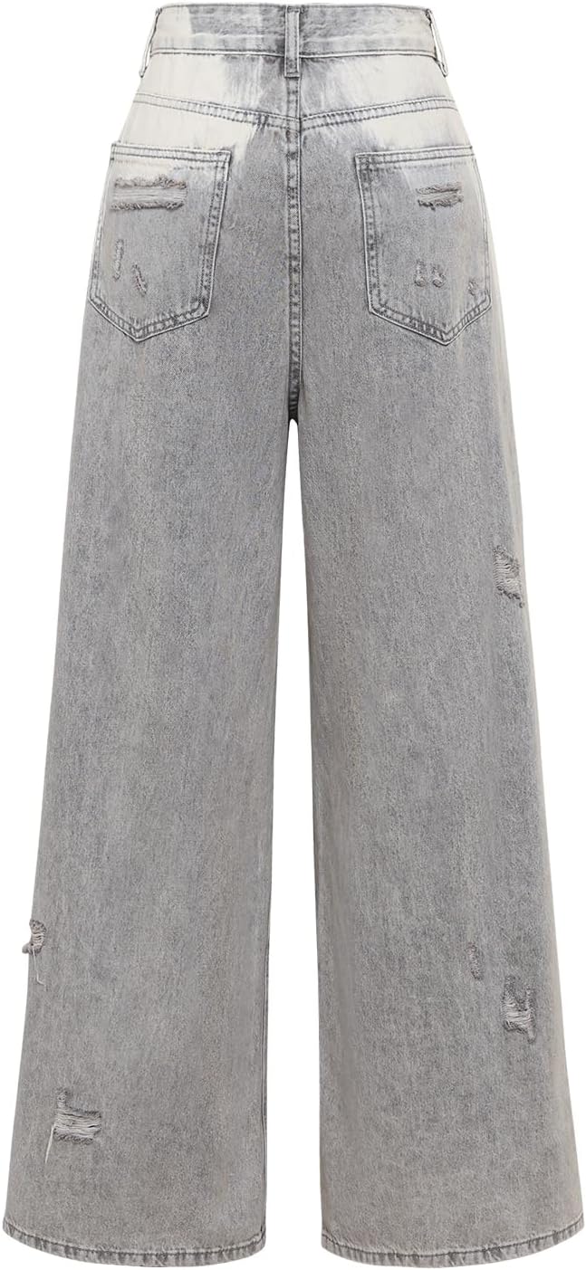 Womens High Waist Ripped Denim Pants Casual Comfort Stretch Vintage Washed Trendy Distressed Jeans - Image 2