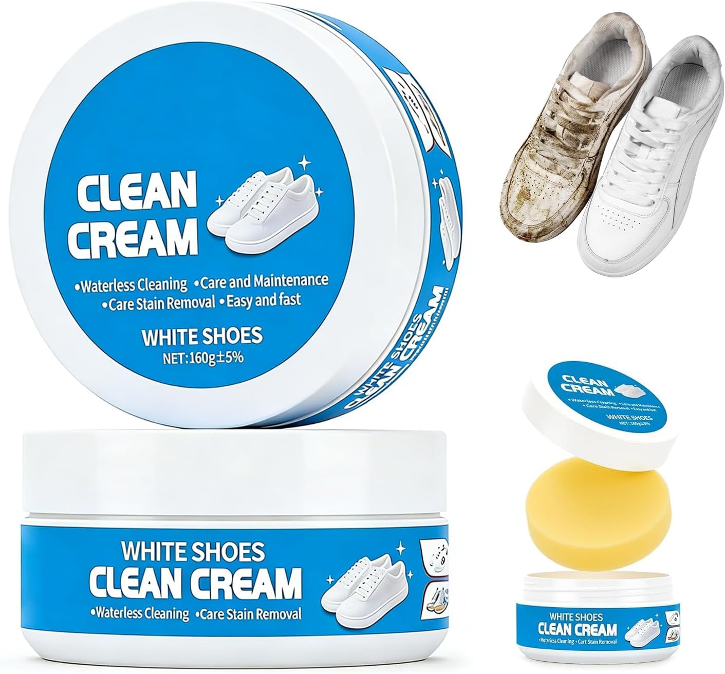 Crema Limpiadora para Zapatos Blancos, 2 Unidades