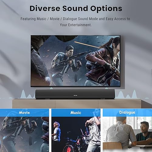 Miniatura 3 de Bestisan - Barra de sonido, sistema de barra de sonido para cine en casa de 80 W con función HDMI-ARC, altavoz de audio Bluetooth 5.0 con cable e
