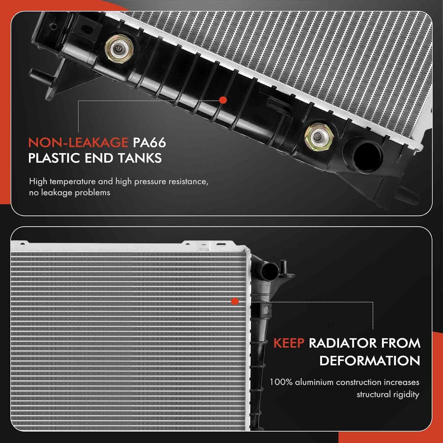 A-Premium Engine Coolant Radiator Assembly with Transmission Oil Cooler Compatible with Ford Thunderbird 1994-1997 4.6L & Lincoln Mark VIII 1993-1998 4.6L & Mercury Cougar 1994-1997 4.6L