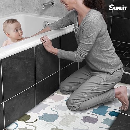 Miniatura 5 de Sunlit Juego de 2 tapetes antifatiga para cocina (tamaño 28 x 17 pulgadas y 47 x 17 pulgadas), antideslizante, impermeable, cómodo, tapete de pie