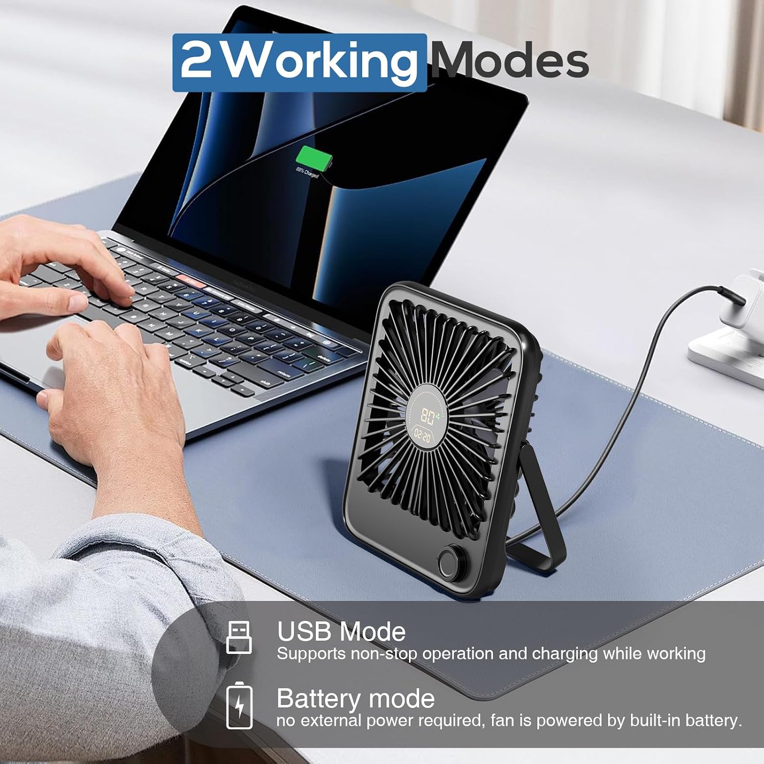 Shintrend Rechargeable Portable Travel Fan - USB Desk Fan with 100 Wind Speeds Small Fan with Digital Display Quiet Desktop Personal Fans for Cruise Ship Office Outdoor Bedroom